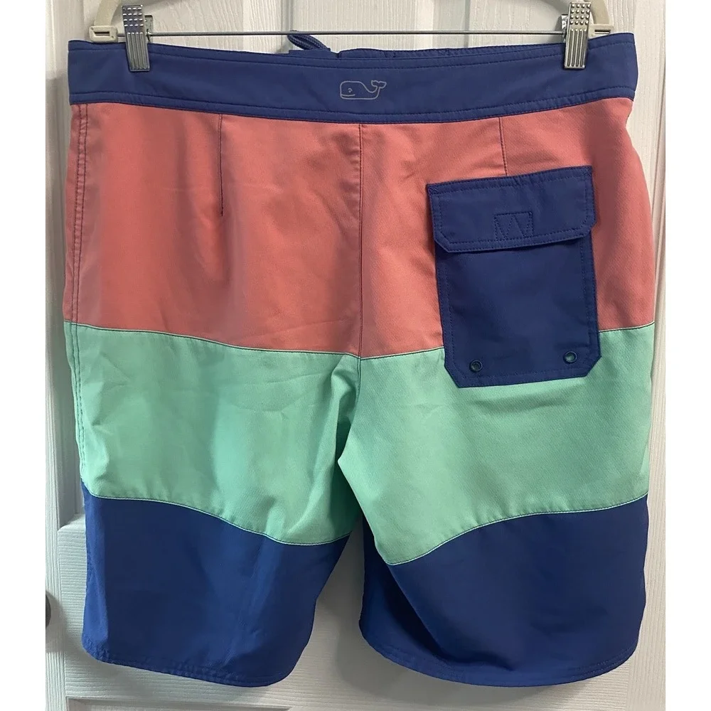 Vineyard Vines Men's‎ Board Shorts Blue/Green/Pink Unlined Swim Trunks Sz. 34